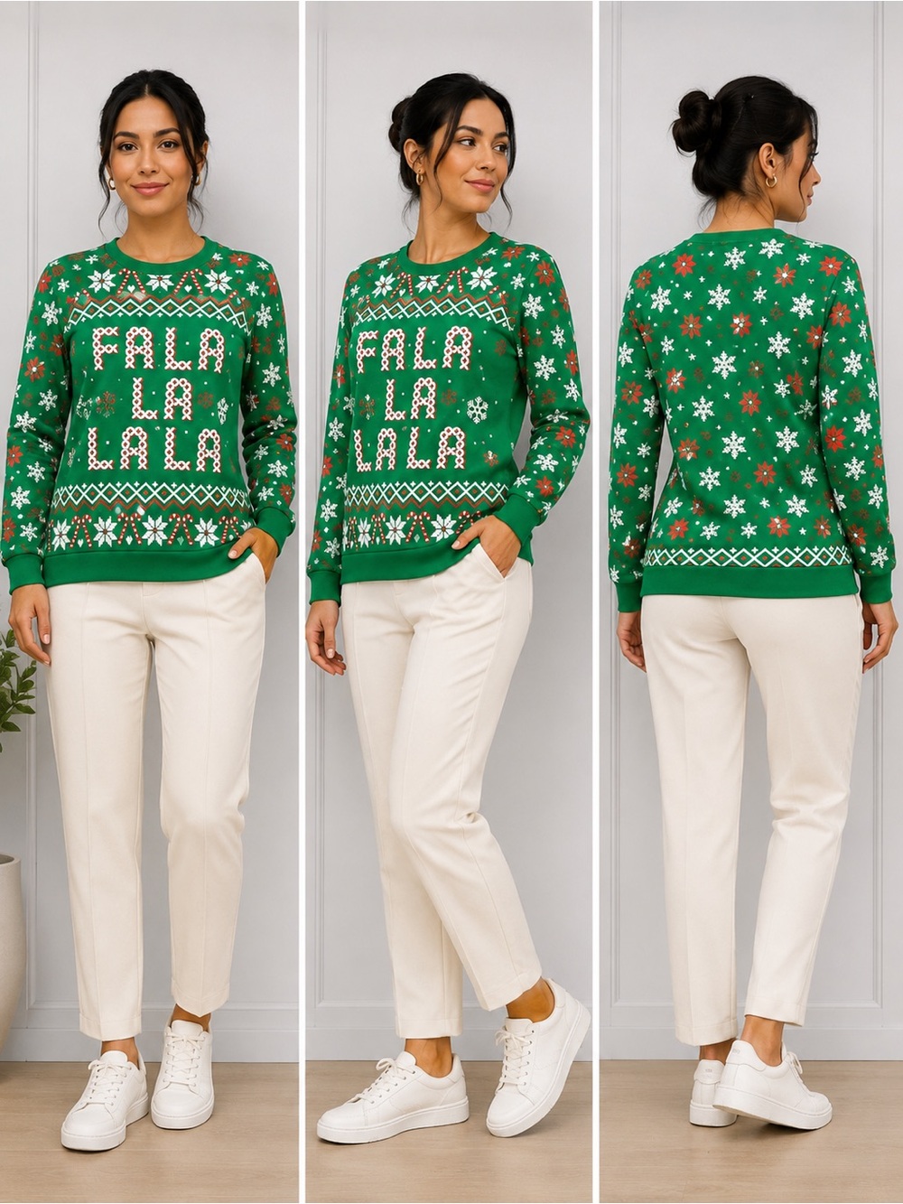 Freeze Green 'FALA LA LALA' Holiday Crewneck Sweater